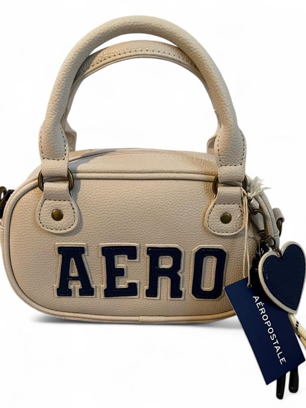Aeropostale Cream Mini Satchel with Navy AERO Lettering New with Tag